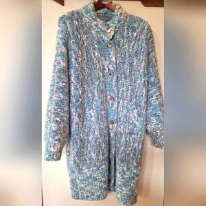 Vintage 80s Wool Blend Knee-length Sweater Coat Womens size M/L